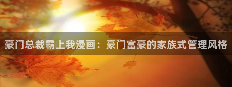 51漫画漫画网址：豪门总裁霸上我漫画：豪门富豪的家族式管理风格
